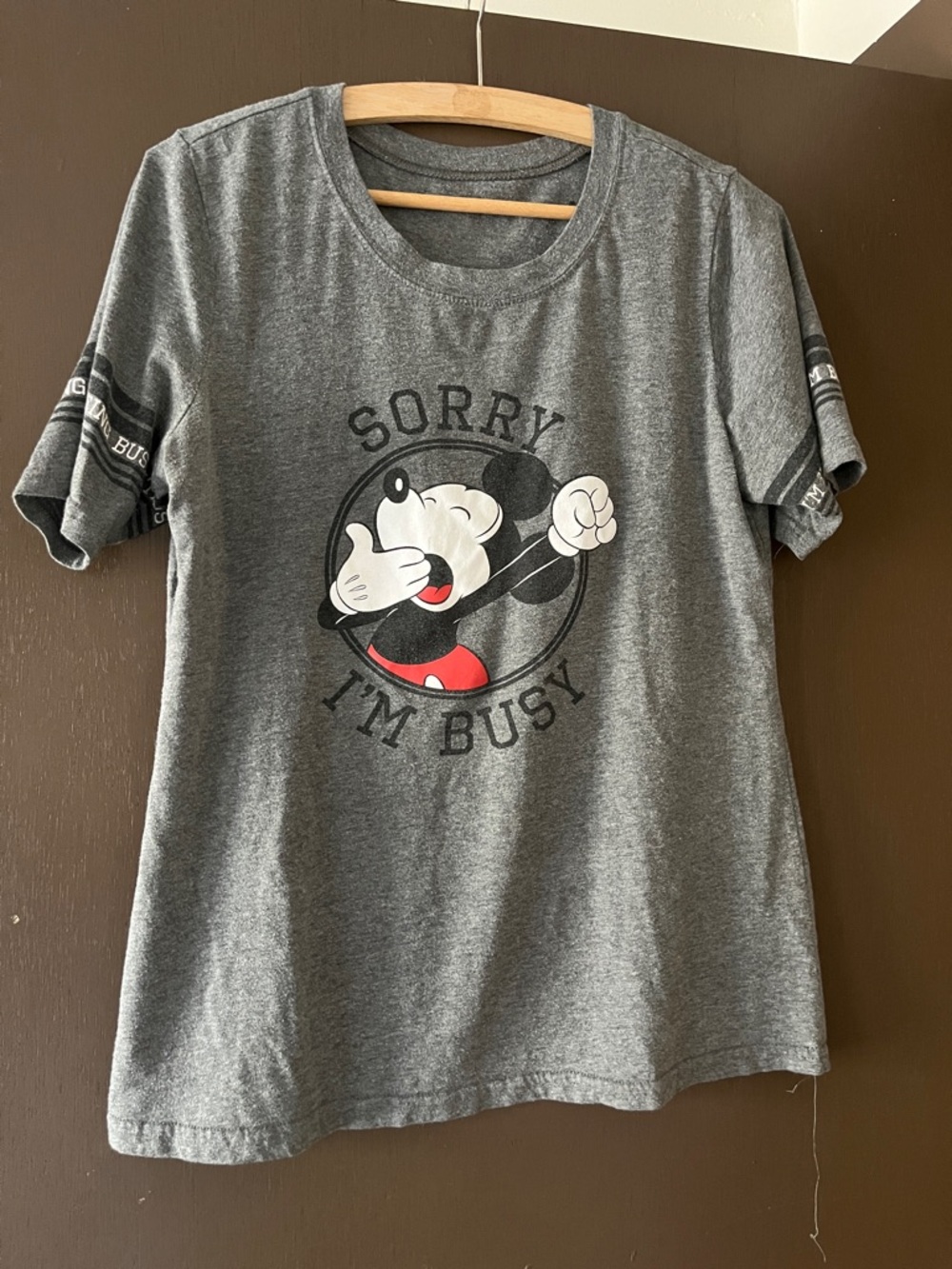 Grey 'Sorry I'm Busy' Mickey Graphic Tee